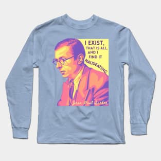 Jean-Paul Sartre Portrait and Quote Long Sleeve T-Shirt